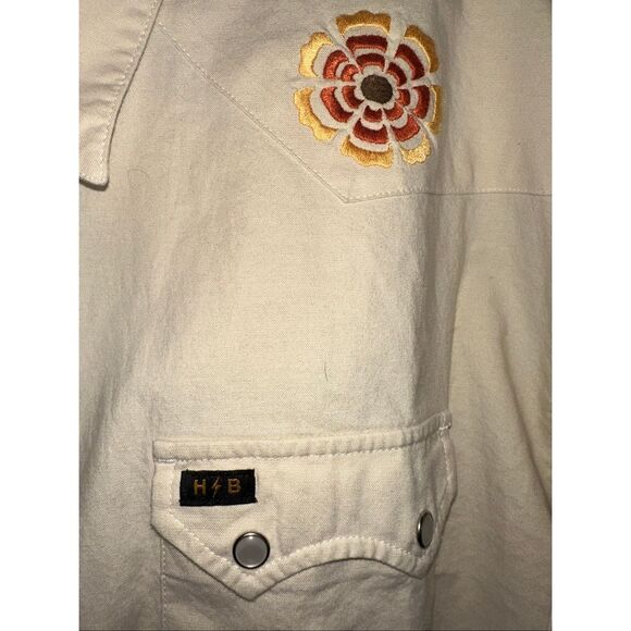 Howler Brothers Beach Bloom Flower embroidered Pearl Snap Shirt size XL RARE!  L - Picture 4 of 6